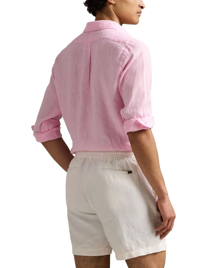 Classic Fit Linen Shirt in Pink image 2