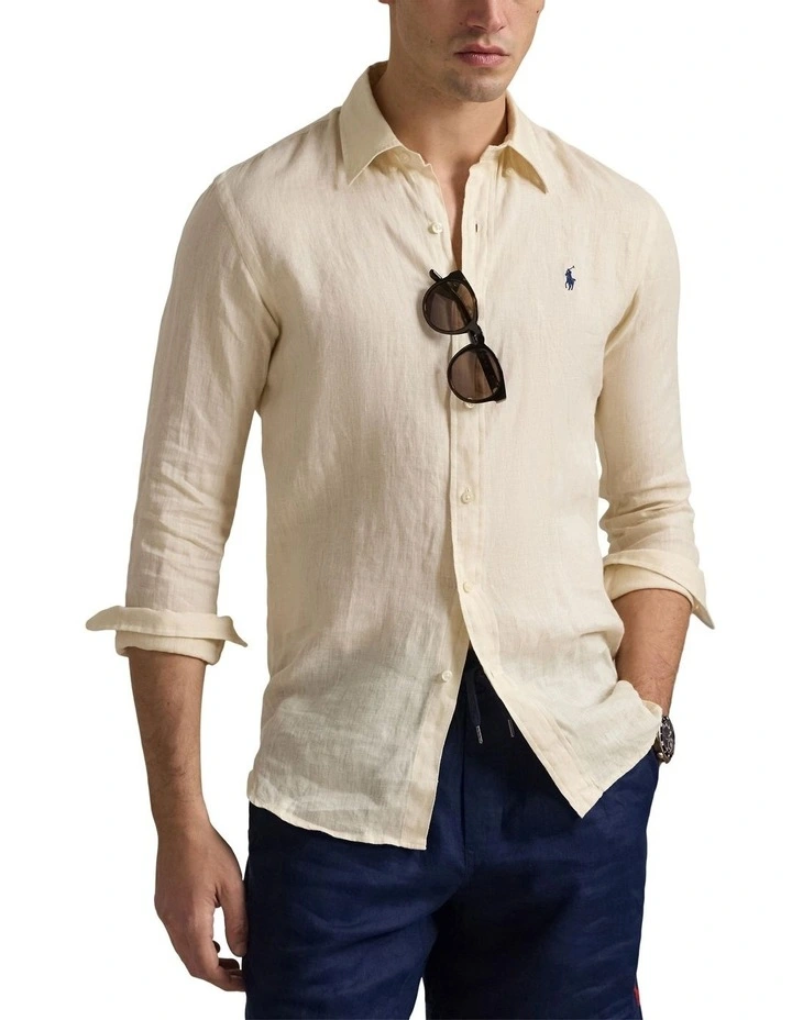 Classic Fit Linen Shirt in Natural image 1