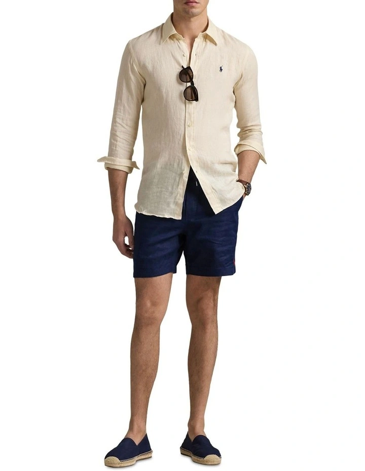 Classic Fit Linen Shirt in Natural image 3