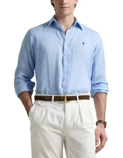 Classic Fit Linen Shirt in Blue
