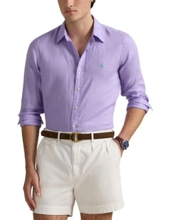 Classic Fit Linen Shirt in Purple