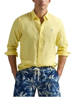 Classic Fit Linen Shirt in Gold