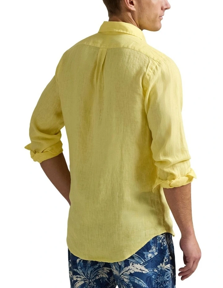 Classic Fit Linen Shirt in Gold image 2