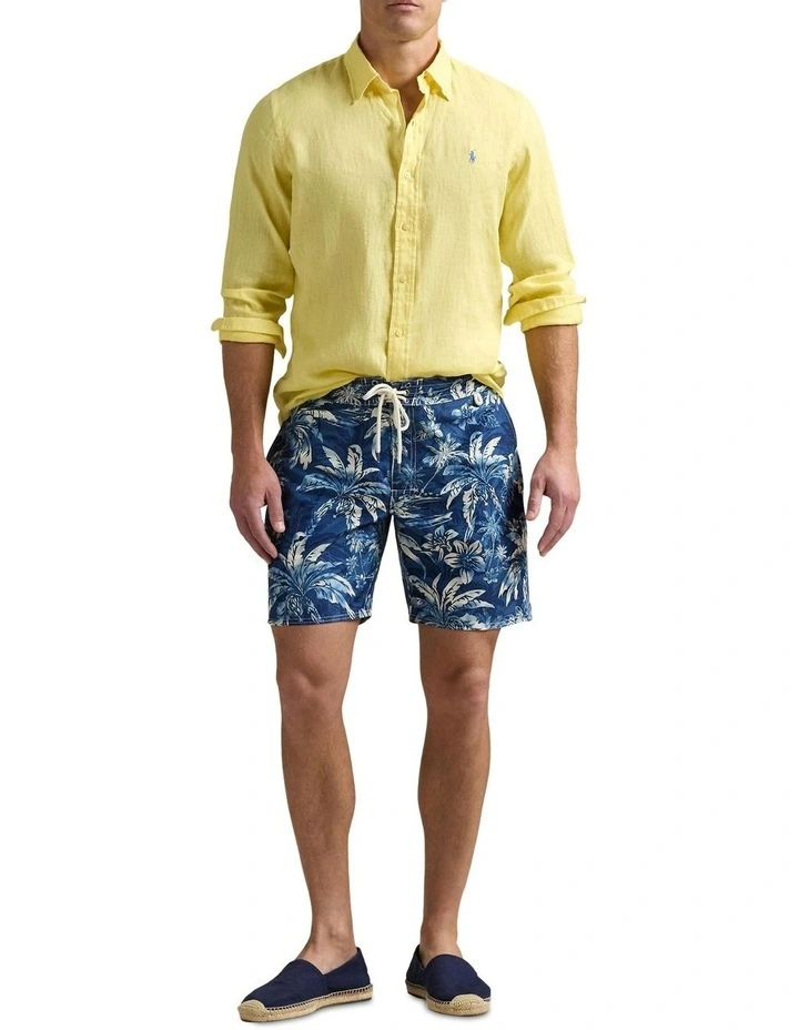 Classic Fit Linen Shirt in Gold image 3