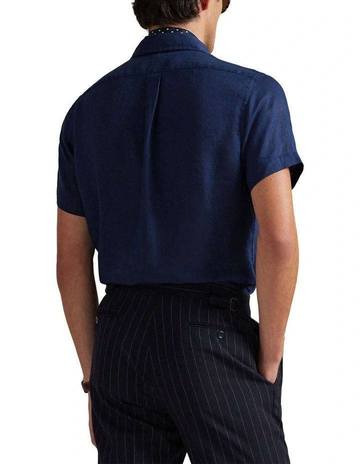 Classic Fit Linen Shirt in Navy image 2