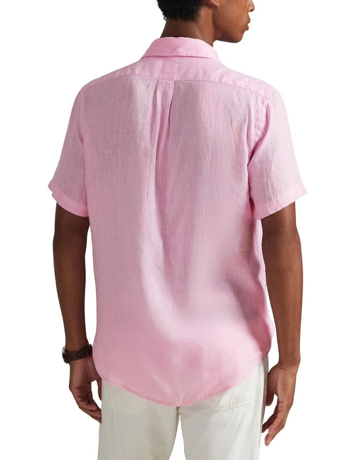 Classic Fit Linen Shirt in Pink image 2