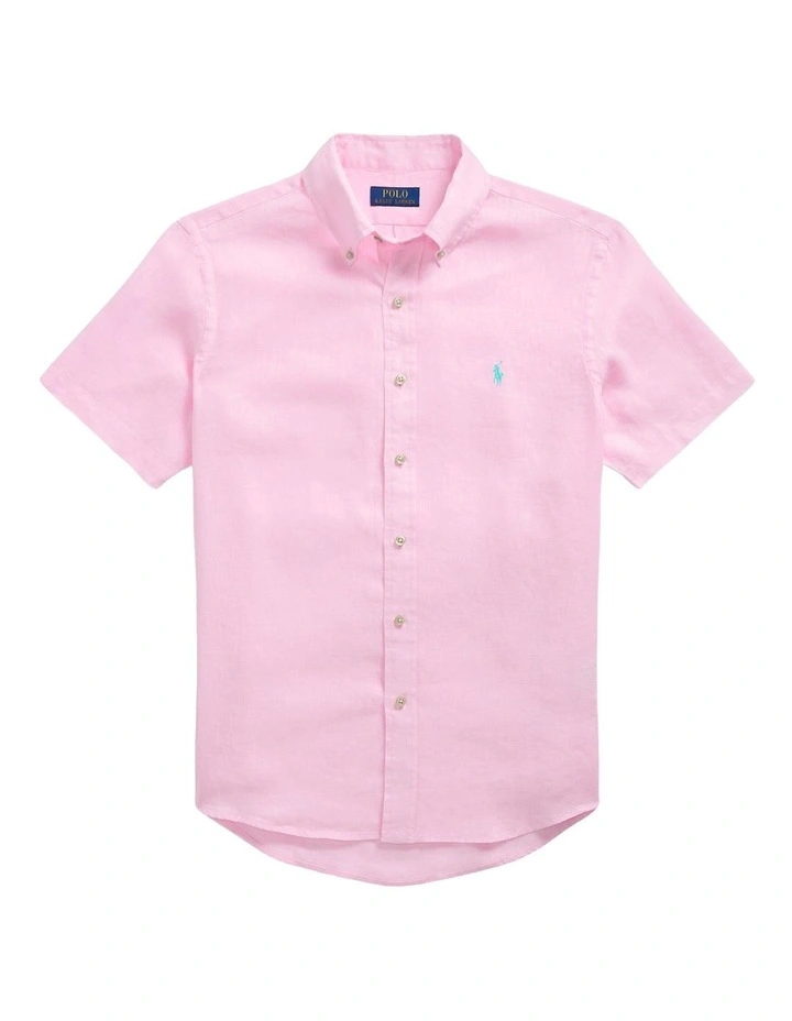 Classic Fit Linen Shirt in Pink image 4