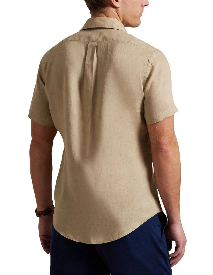 Classic Fit Linen Shirt in Beige image 2
