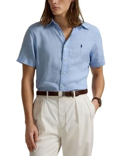 Classic Fit Linen Shirt in Blue