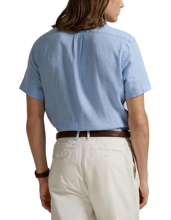 Classic Fit Linen Shirt in Blue image 2