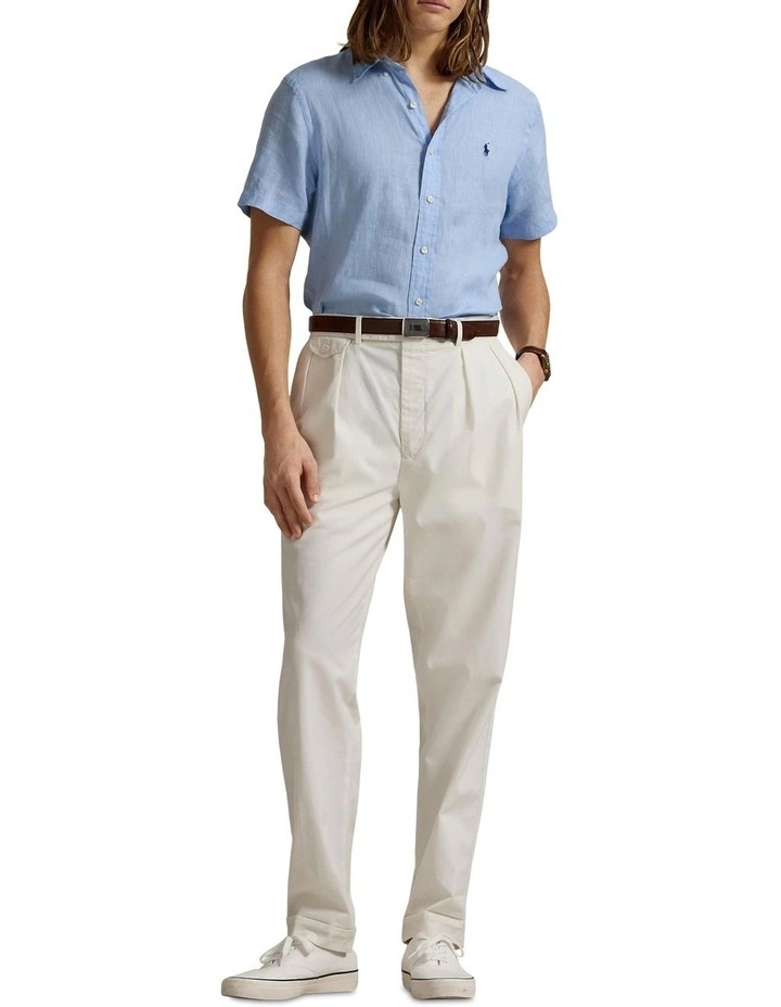 Classic Fit Linen Shirt in Blue image 3