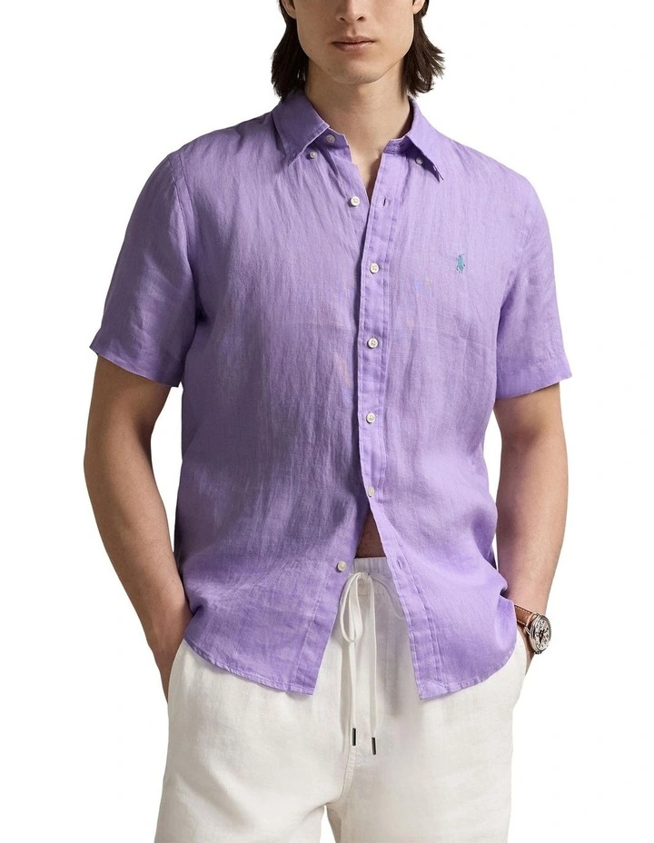 Classic Fit Linen Shirt in Purple image 1