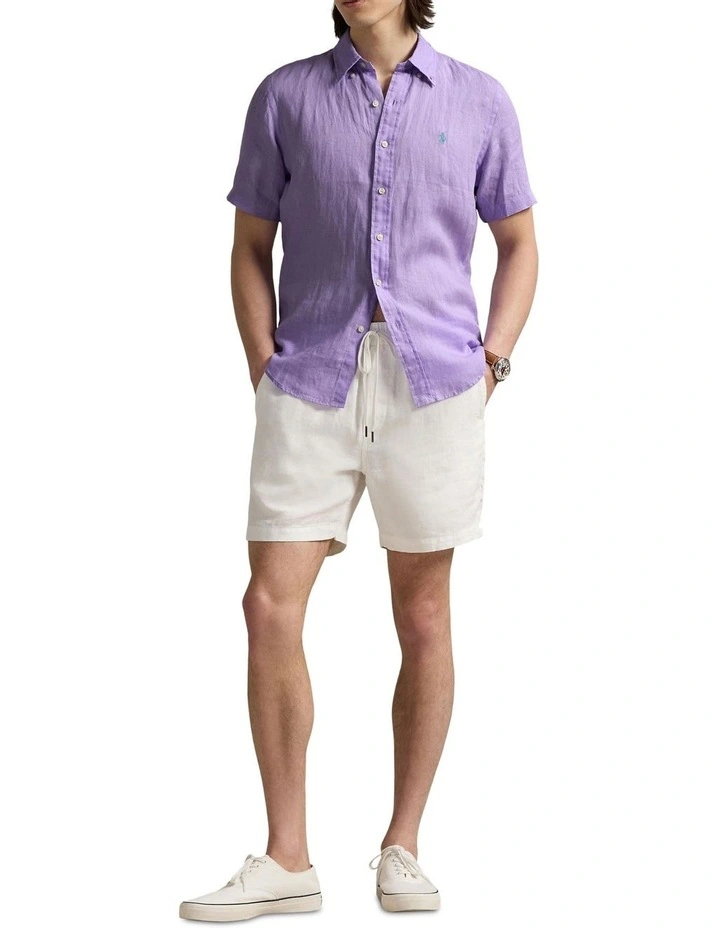 Classic Fit Linen Shirt in Purple image 3