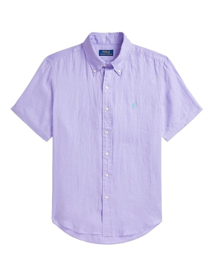 Classic Fit Linen Shirt in Purple image 4