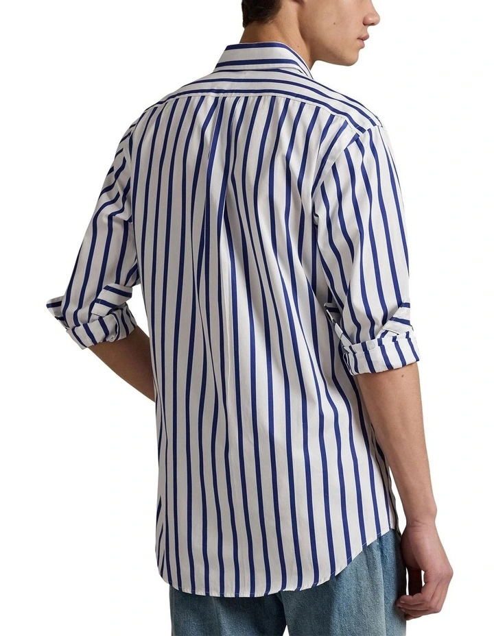 Classic Fit Striped Poplin Shirt in Blue image 2