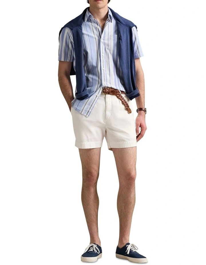 Classic Fit Striped Oxford Shirt in Blue image 3