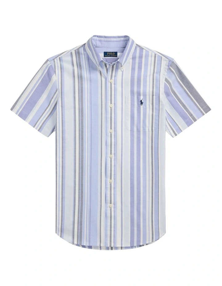 Classic Fit Striped Oxford Shirt in Blue image 4