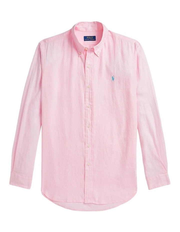 Classic Fit Linen-Cotton Shirt in Pink image 1