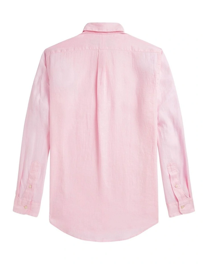Classic Fit Linen-Cotton Shirt in Pink image 2