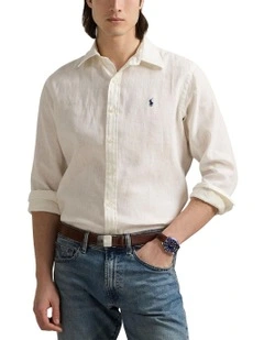 Classic Fit Linen-Cotton Shirt in White