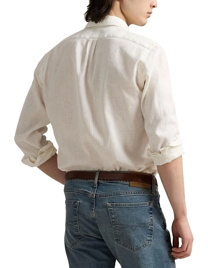 Classic Fit Linen-Cotton Shirt in White image 2