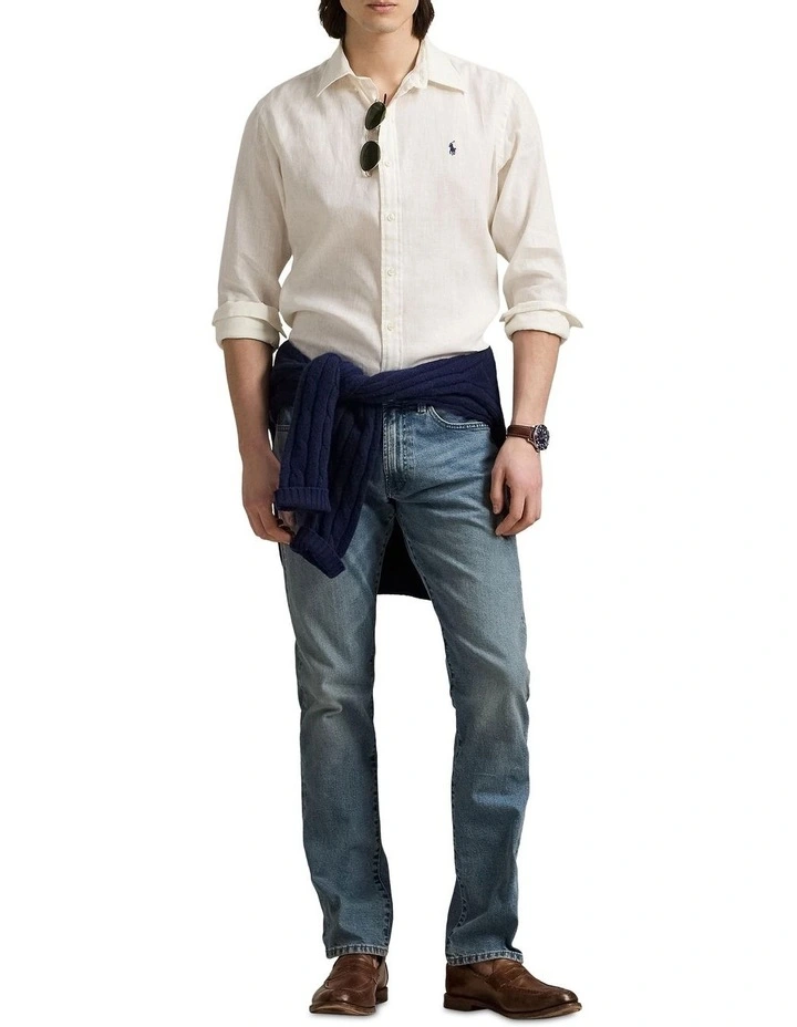 Classic Fit Linen-Cotton Shirt in White image 3