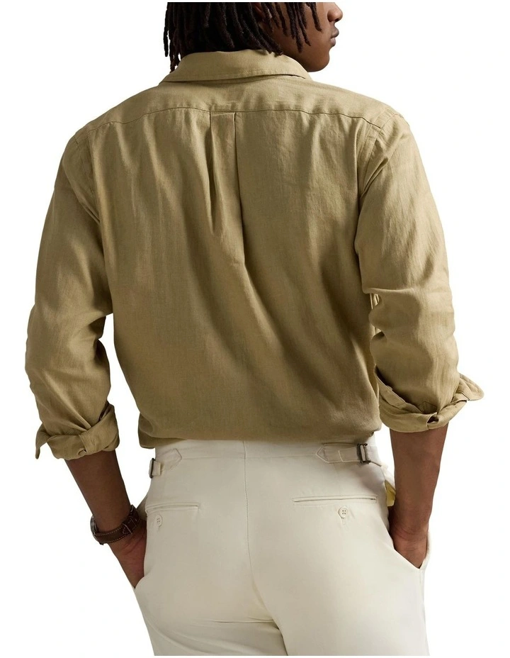 Classic Fit Linen-Cotton Shirt in Beige image 2