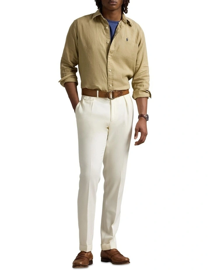 Classic Fit Linen-Cotton Shirt in Beige image 3