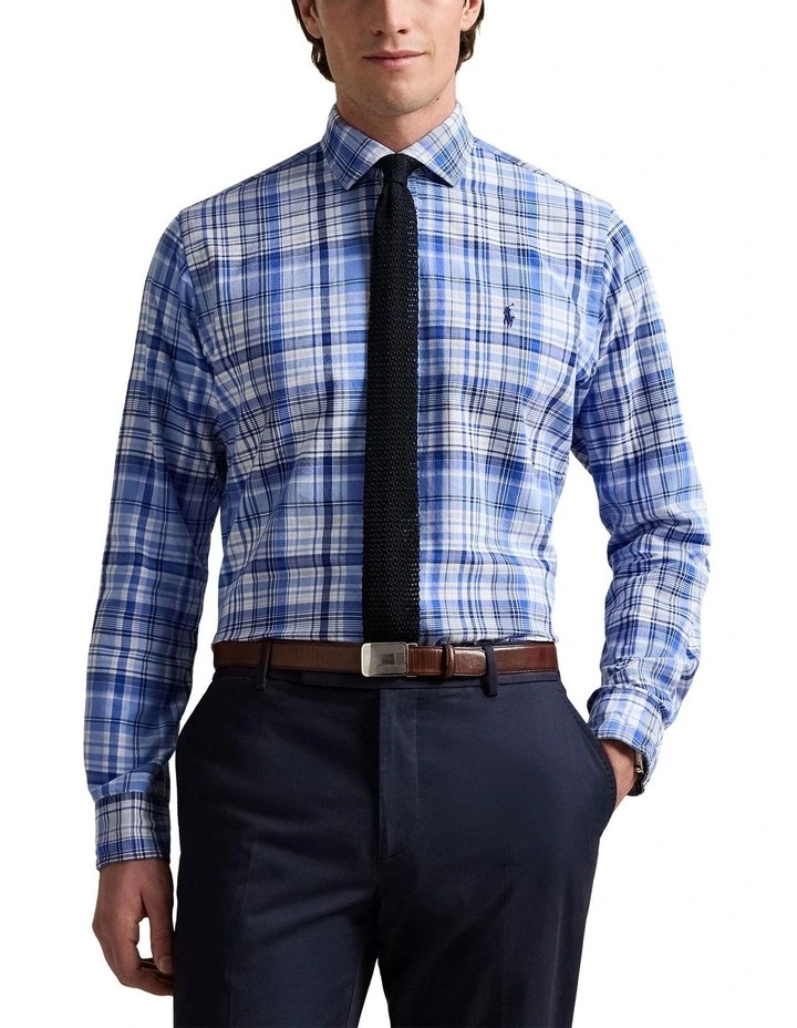 Custom Fit Plaid Oxford Shirt in Blue image 1