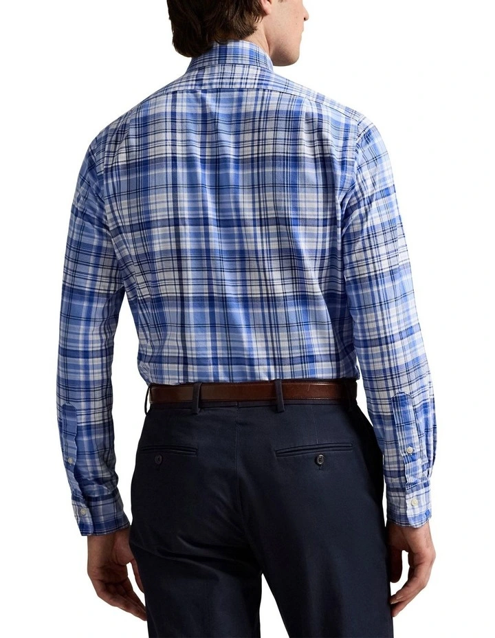 Custom Fit Plaid Oxford Shirt in Blue image 2