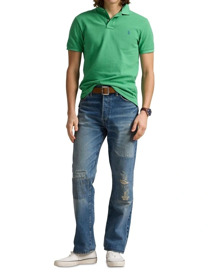The Iconic Mesh Polo Shirt in Green image 3