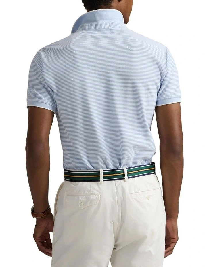Custom Slim Fit Stretch Oxford Mesh Polo in Blue image 2