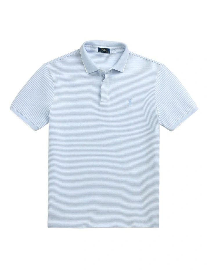 Custom Slim Fit Stretch Oxford Mesh Polo in Blue image 4