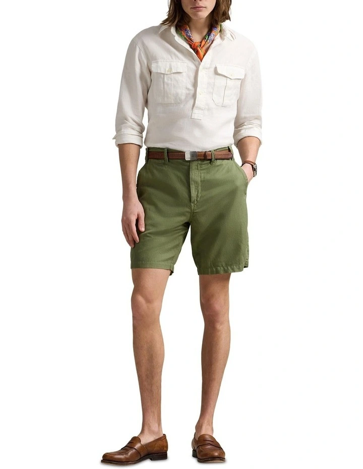 Classic Fit Linen-Cotton Short 8.5-Inch in Green image 3