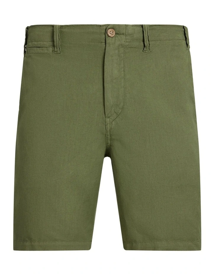 Classic Fit Linen-Cotton Short 8.5-Inch in Green image 4