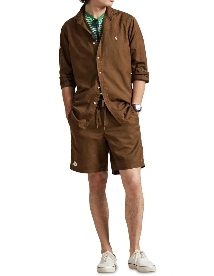 Australian Open Linen-Blend Short 6-Inch in Brown image 3
