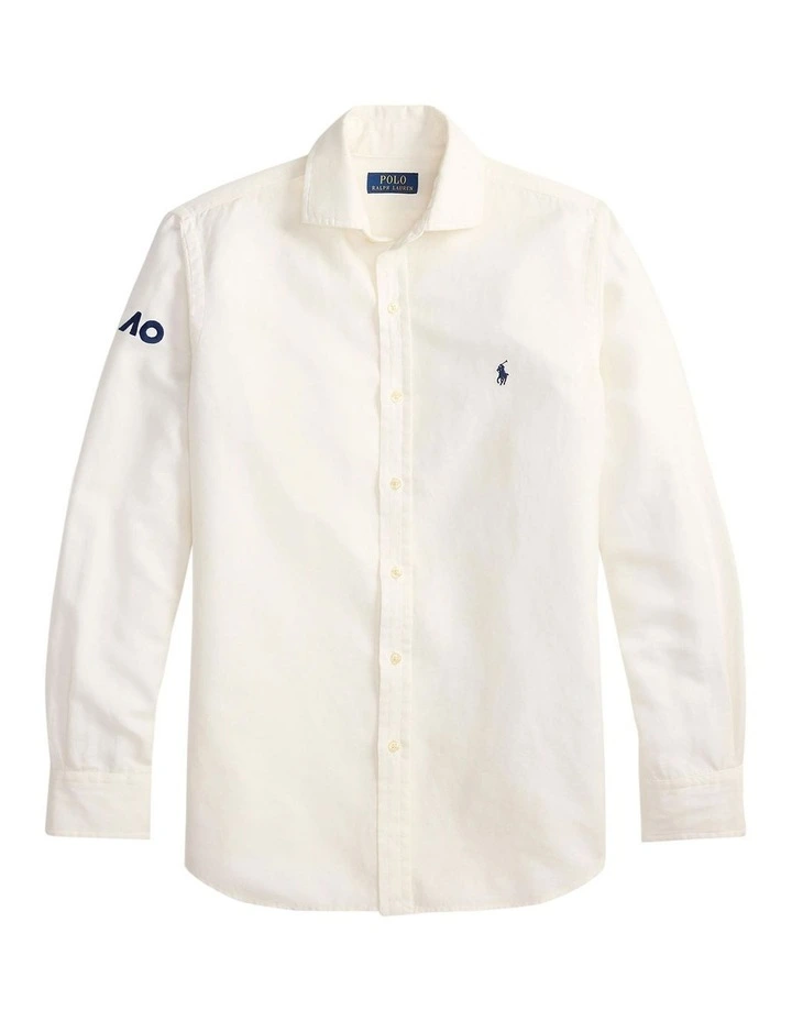 Australian Open Linen-Cotton Shirt in White image 4