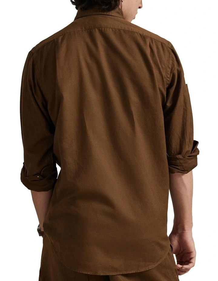 Australian Open Linen-Cotton Shirt in Brown image 2