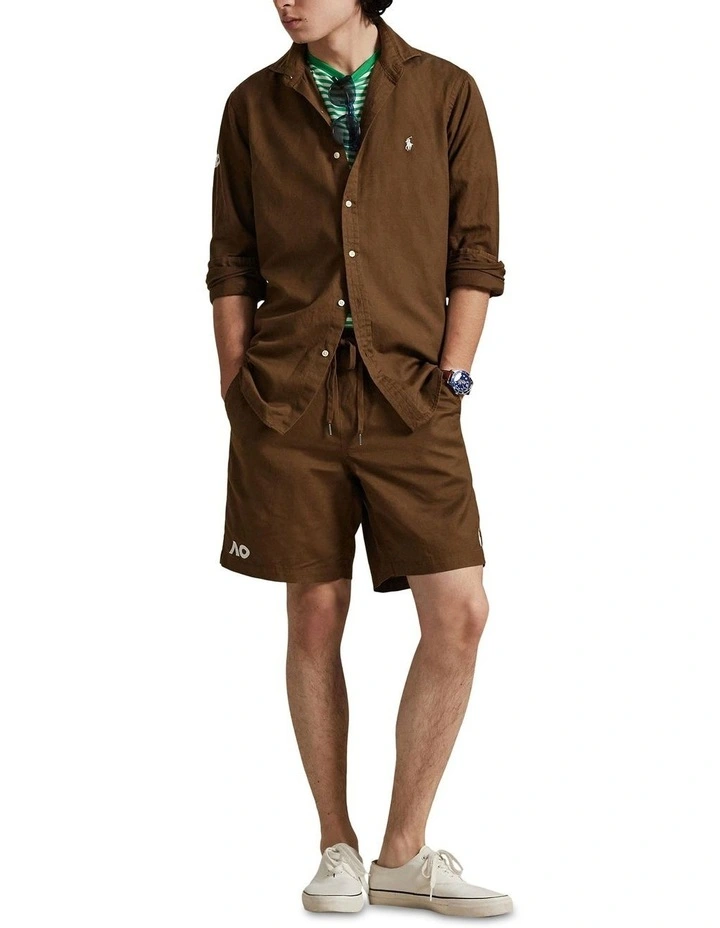 Australian Open Linen-Cotton Shirt in Brown image 3