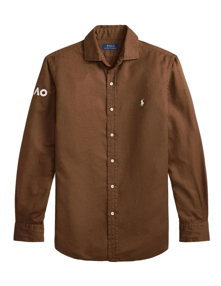 Australian Open Linen-Cotton Shirt in Brown image 4