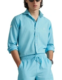 Australian Open Linen-Cotton Shirt in Blue