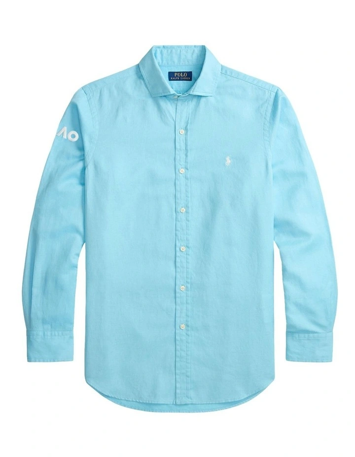 Australian Open Linen-Cotton Shirt in Blue image 4
