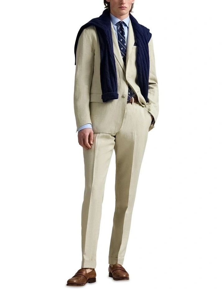 Linen Suit Trouser in Cream image 3