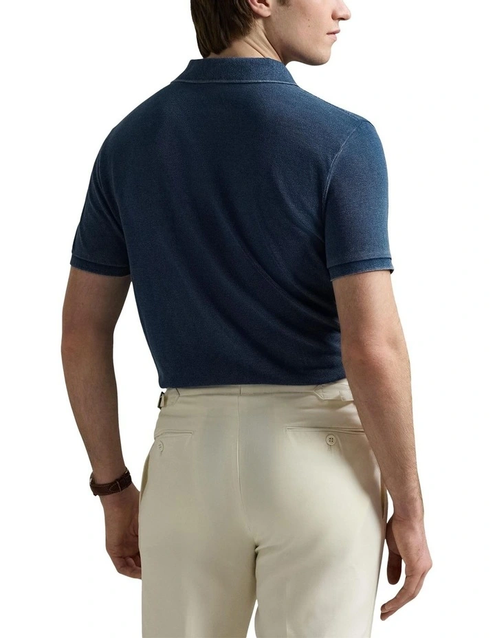 Custom Slim Fit Polo Shirt in Indigo Mesh image 2