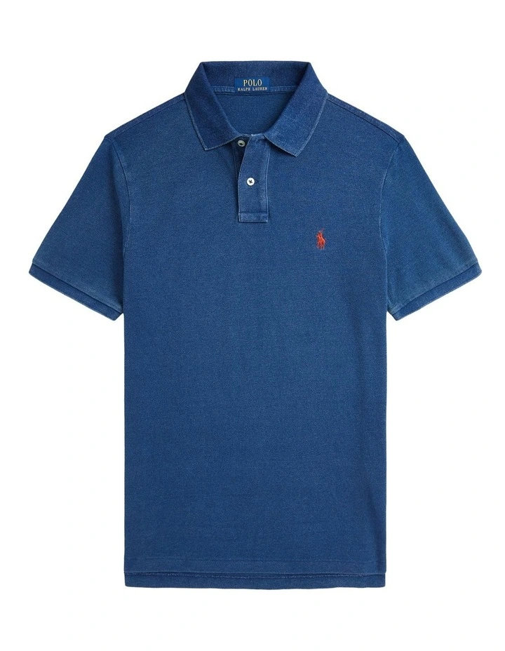 Custom Slim Fit Polo Shirt in Indigo Mesh image 4
