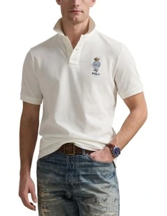 Classic Fit Polo Bear Mesh Polo Shirt in White