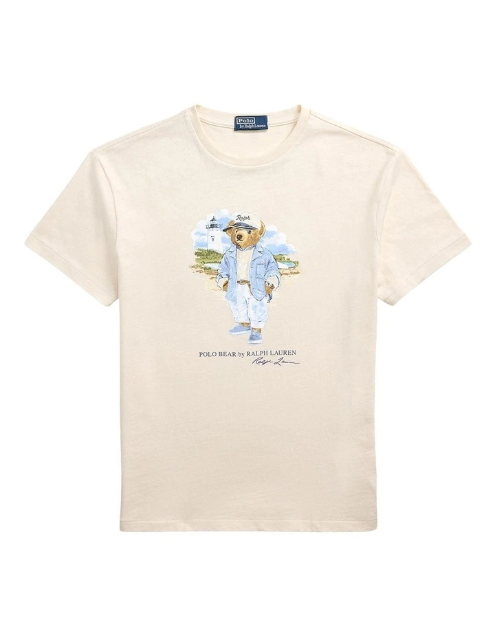 Classic Fit Polo Bear Jersey T-shirt in Cream image 4