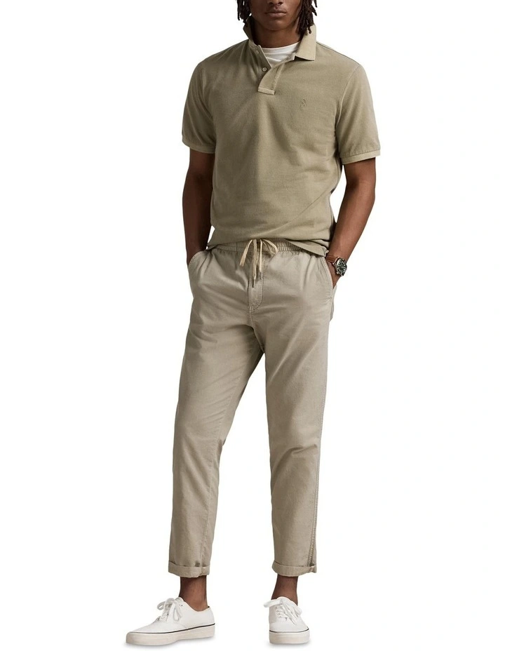 Classic Fit Mineral-Dyed Mesh Polo Shirt in Green image 3