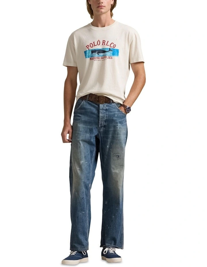 Classic Fit Jersey Graphic T-shirt in Cream image 3