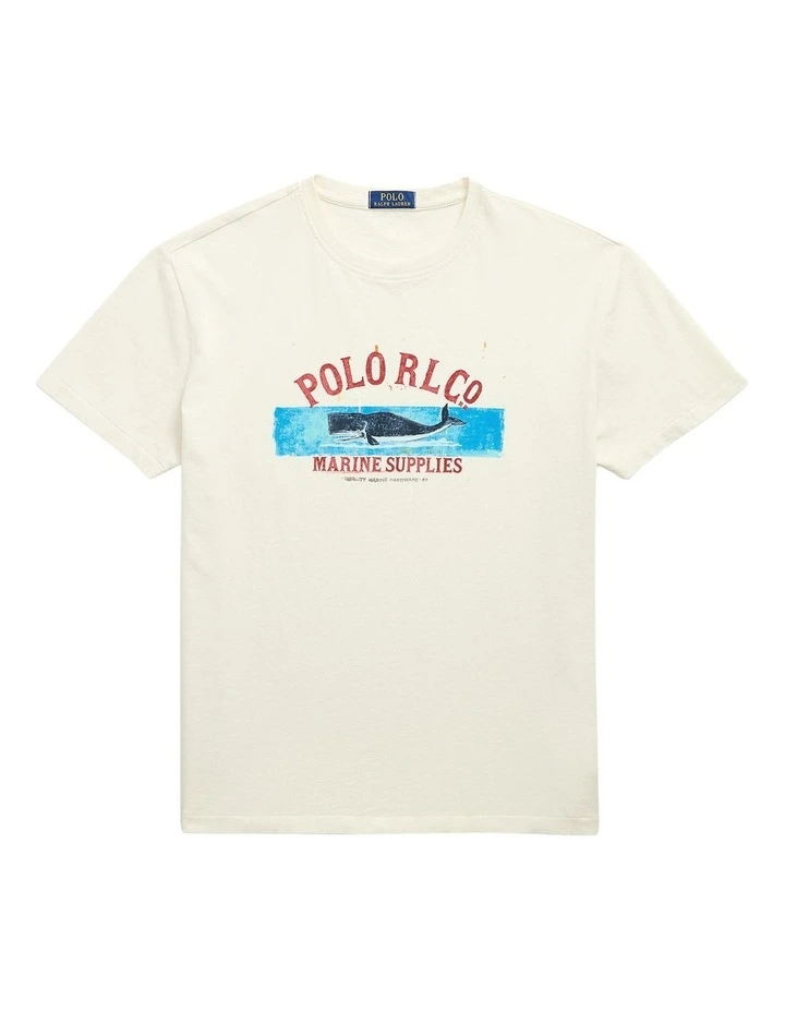 Classic Fit Jersey Graphic T-shirt in Cream image 4